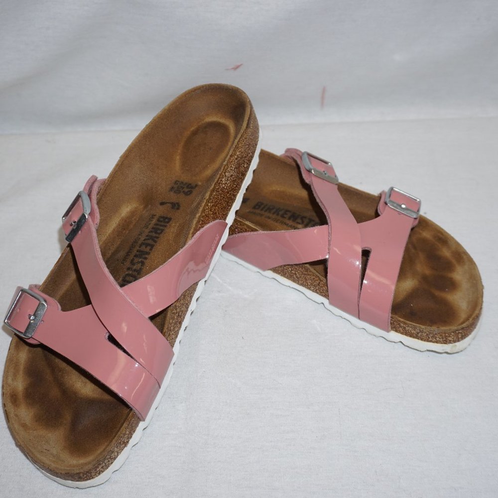 BIRKENSTOCK Women Yao Balance Old Rose Pink patent Shoe slides size 8 EUR 39